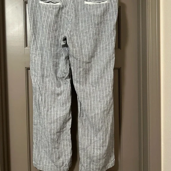 Caslon Blue and White Striped Linen Pants XS - Picture 3 of 5